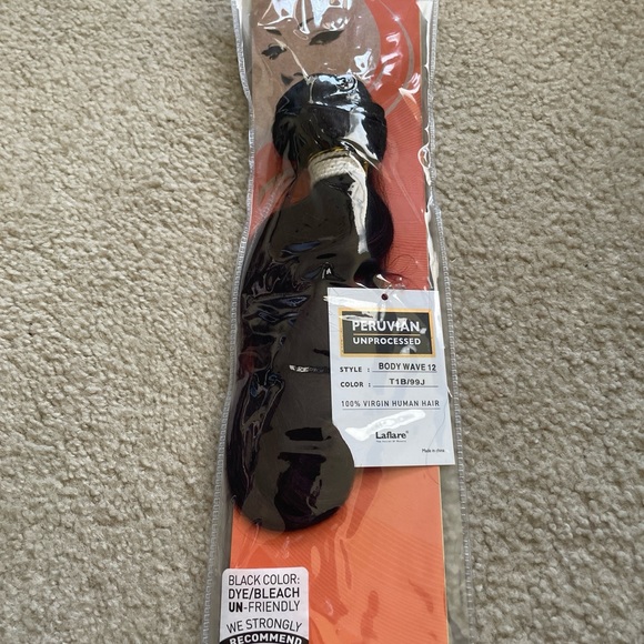 Laflare Peruvian Unprocessed 12” Body Wave 100% Virgin Human Hair  - T1B/99J - Picture 3 of 5